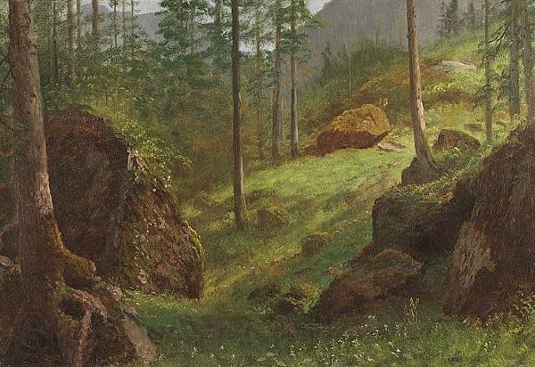 Albert Bierstadt Wooded Hillside France oil painting art